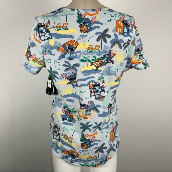 💕 NWT Disney Blue Stitch Print Shirt scrub XS - Picture 3 of 10